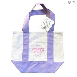 Trader Joe’s Lavender purple Cream Canvas Mini Tote Bag